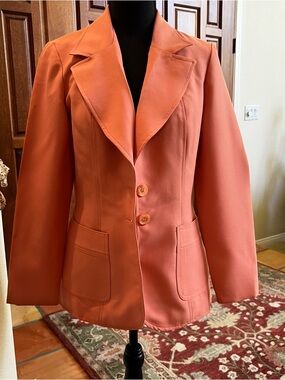 VINTAGE 70’s COLLEGETOWN FITTED TAILORED BLAZER WOMENS M/L Peach LADIES
